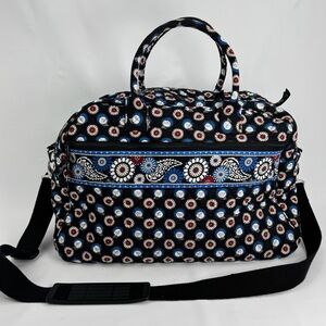 Vera Bradley Blue Night Owl Overnight Duffel Bag Xtra LG 20" x 12" Luggage Tote